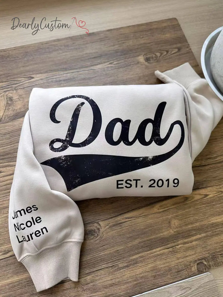 Personalized Dad T-shirt/Sweatshirt/Hoodie with Kids Name on sleeve