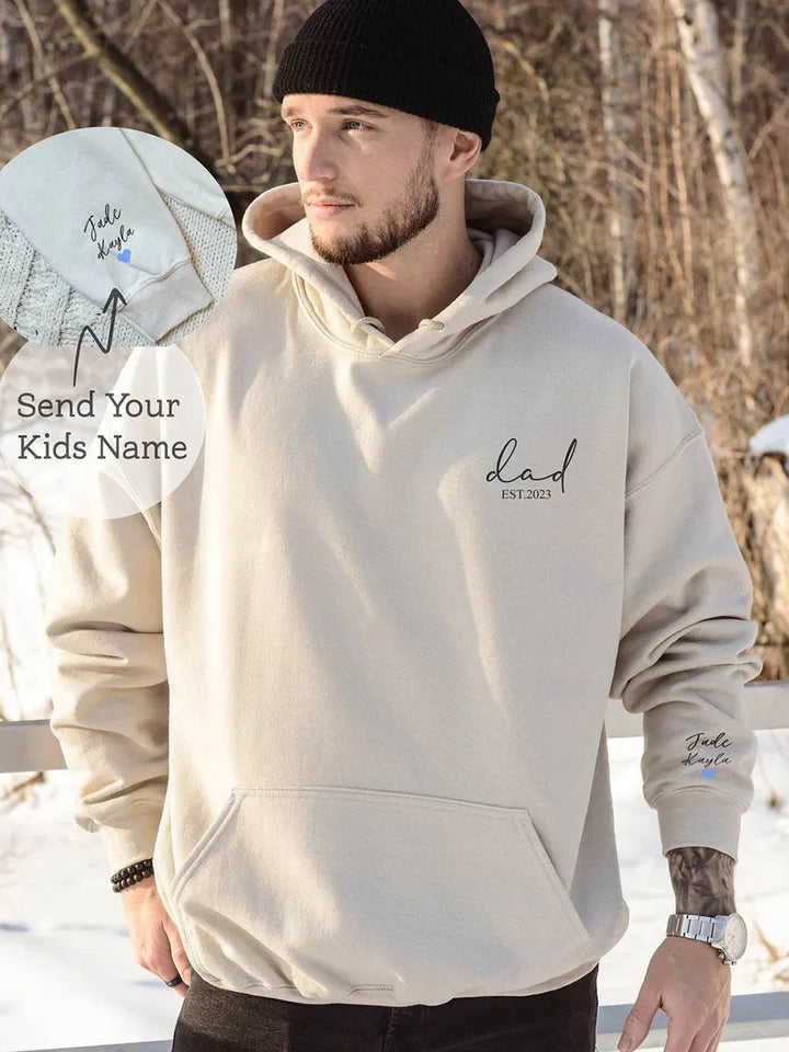 Custom Dad EST Sweatshirt/Hoodie/T-shirt with Family Names on Sleeve