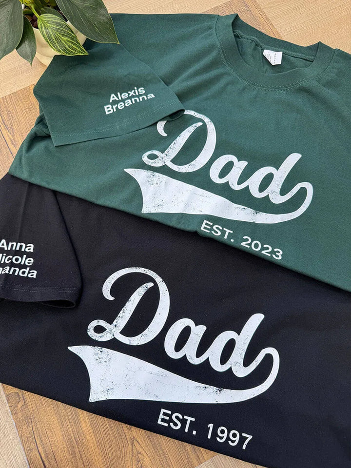 Personalized Dad T-shirt/Sweatshirt/Hoodie with Kids Name on sleeve